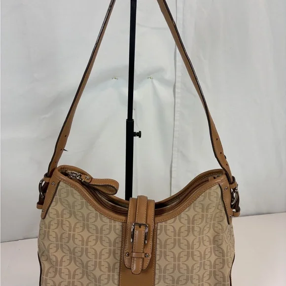 Fossil Monogram Canvas Shoulder Bag Tan Brown Y2K - Picture 6 of 11